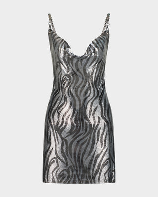 Zebra Printed Silver Dress